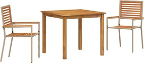 vidaXL Set de masă pentru grădină 3 pcs Bej Lemn Solid de Acacia