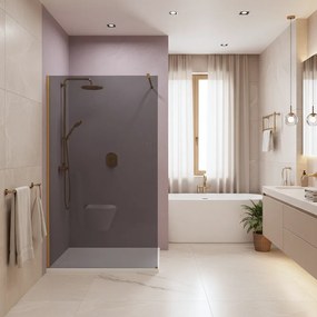 Paravan de dus fumuriu Rea Flexi Grey 100 cm auriu periat