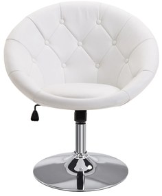 HOMCOM Scaun de lucru rotativ Scaun rotativ Scaun de birou cromat reglabil înălțime, piele ecologică+oțel, Negru/Alb, 71x59x78-90cm (Alb) | Aosom Romania