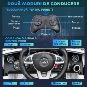 AIYAPLAY Mașină Electrică pentru Copii 3-6 Ani cu 2 Motoare și Telecomandă, Dimensiuni 107x62,5x44 cm, Alb, Distracție și Siguranță | Aosom Romania
