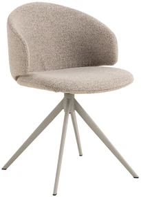 MAZZONI EXPORT NELA Bej Latte (material Monza 60)/picioare bej - SCAUN MODERN BOUCLÉ ROTATIV TAPIȚAT PENTRU SALON/LIVING/BIROU BOHO