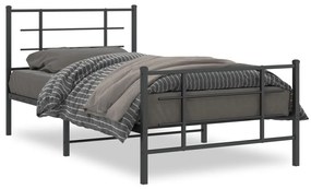 355574 vidaXL Cadru pat metalic cu tăblii de cap/picioare, negru, 100x200 cm