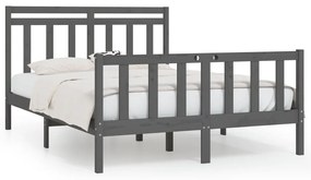 3107025 vidaXL Cadru de pat, gri, 120x200 cm, lemn masiv de pin