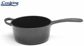Oală din fontă emailată cu capac 19x9 cm, 1.8L – Cooking by Heinner, Marble Grey HR-ZVC-C19, ideală pentru cuptor și plite cu inducție