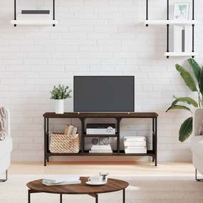 vidaXL Comodă TV, stejar maro, 100x35x45 cm, lemn prelucrat &amp; fier