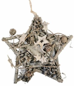 Stea de Crăciun din lemn Whitewood, 24 cm
