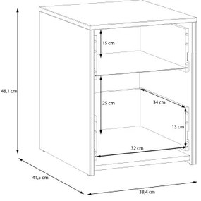 Noptieră URO, stejar artisan/alb