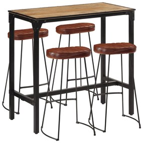VidaXL Set de bar, 5 piese, lemn masiv de mango brut si metal