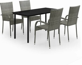 vidaXL Set mobilier de grădină, 5 piese, gri și negru
