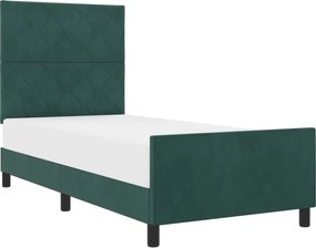 vidaXL Pat cu arcuri cu headboard Verde închis 90 x 200 cm Catifea