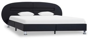 285428 vidaXL Cadru de pat cu LED, negru, 120 x 200 cm, piele ecologică