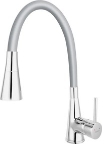 Baterie bucatarie cu pipa flexibila Ferro Zumba II gri-argintiu