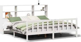vidaXL Pat cu bibliotecă fără saltea, 180x200 cm, lemn masiv de pin