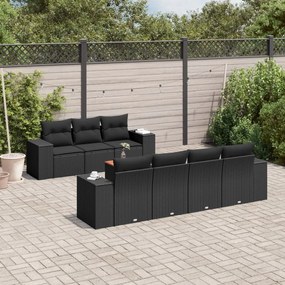 3257679 vidaXL Set mobilier de grădină cu perne, 8 piese, negru, poliratan