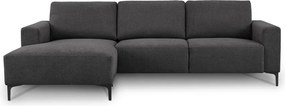 Colțar gri antracit cu tapițerie din chenille (cu colț pe partea stângă/cu șezlong) Fabian – Scandic