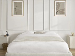 Pat matrimonial bej tapițat cu spațiu de depozitare/fără tăblie cu somieră 180x200 cm Inera – Bobochic Paris