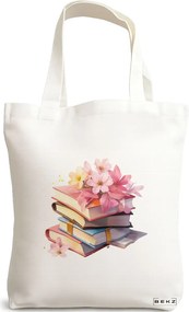 Sacosa de Panza pentru Cumparaturi, Geanta Tote, model Books 47 38 x 34.5 cm, Alba, BEKZ®
