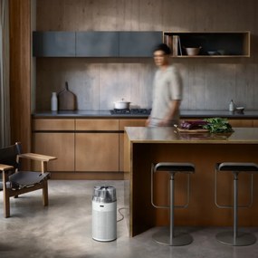 Purificator de aer Dyson HJ10 HushJet™ Purifier Compact 491355-01, 18 m², 10 viteze, Hyperdymium™, HEPA, Comenzi vocale, Oscilatie, Alb/Gri