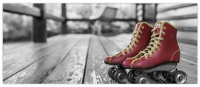 Tablou cu pantofi cu role vechi roșii (120x50 cm)
