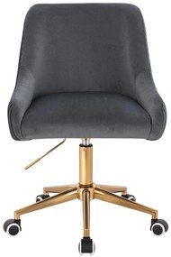 HR920K Scaun Grafit din Catifea cu Bază Aurie