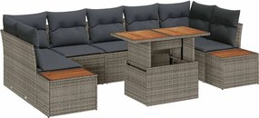 vidaXL Set de canapele pentru grădină 8 pcs Gri Rattan poli