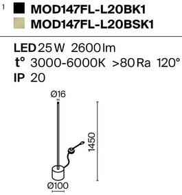 Lampadar LED, lampa de podea, design modern Flow negru