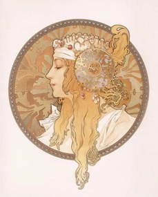 Mucha, Alphonse Marie - Artă imprimată Byzantine head of a blond maiden, (30 x 40 cm)
