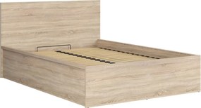 Pat TETRIX 140x200, stejar sonoma, PAL, cu somiera si spatiu depozitar
