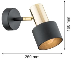 Spot de perete Argon 4265 DORIA 1xE27/15W/230V negru/alămiu