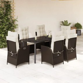 3213210 vidaXL Set mobilier de grădină cu perne, 7 piese, maro, poliratan