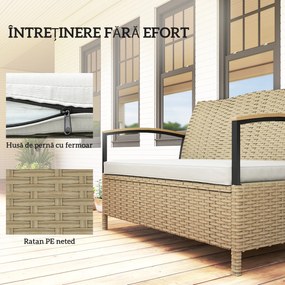 Outsunny Bancă de Depozitare 125L cu Pernă Confortabilă, din Metal, 123x70x82 cm, Bej | Aosom Romania