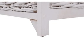 Băncuţă cu coş de răchită şi pernă, alb antichizat, RUBY1