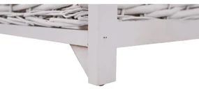 Băncuţă cu coş de răchită şi pernă, alb antichizat, RUBY1