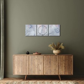 Tablou - Flori albastre pe perete (cu ceas) (90x30 cm)