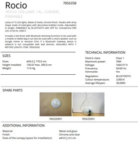 LUSTRA LED CU 14 PENDULE LED DIMABILA prin BLUETOOTH ROCIO, crom SV-785635B