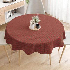 Goldea față de masă decorativă loneta - carouri mici roșii - rotundă Ø 130 cm