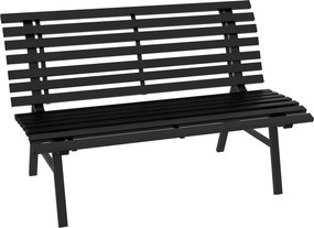 Outsunny Bancă pentru Grădină, Bancă de Exterior pentru Terasă cu Șezut și Spătar cu Lamele, 123x67x79 cm, Negru | Aosom Romania