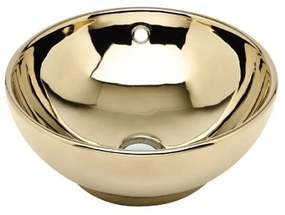 Lavoar pe blat auriu lucios 41 cm, rotund, Gala Bowl Auriu lucios