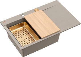 Statie de lucru incastrata Quadron Josh 111 finisaj bej soft taupe - cupru 78x50 cm