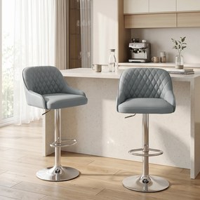 HOMCOM Set de 2 Scaune de Bar Rotative Reglabile pentru Bucătărie, Gri Deschis | Aosom Romania