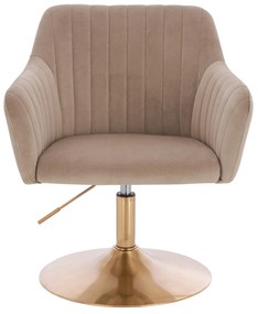 HR190N Scaun Latte Pudra din Catifea cu Bază Aurie