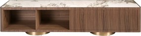 Comoda TV din furnir de nuc cu blat marmura portelanata Walnut