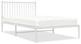 350927 vidaXL Cadru de pat din metal cu tăblie, alb, 107x203 cm