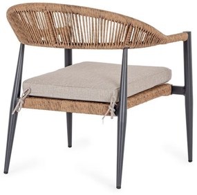 Scaun de gradina din aluminiu, cu perna detasabila, antracit / maro, Jandia Bizzotto