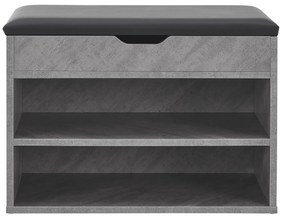 Suport pantofi cu capac rabatabil și scaun tapițat 60 x 30 x 44 cm aspect beton