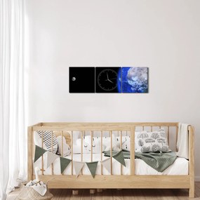 Tablou - Luna și Pământul (cu ceas) (90x30 cm)