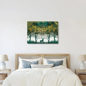 Tablou - Căprioare în pădurea verde (70x50 cm)