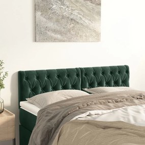 346365 vidaXL Tăblii de pat, 2 buc, verde închis, 80x7x78/88 cm, catifea