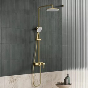 Coloana de dus cu baterie monocomanda FDesign Zaffiro finisaj auriu periat