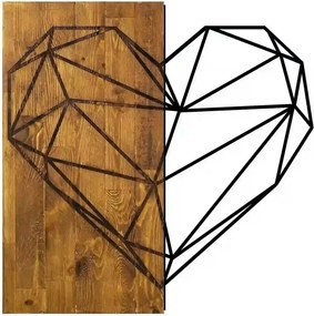 Accesoriu decorativ HEART, stejar/negru, lemn/metal, 58x58 cm